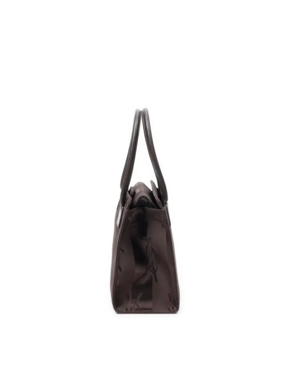 Saint Laurent Vintage Small Top Handle Tote Dark Brown GG Nylon Canvas